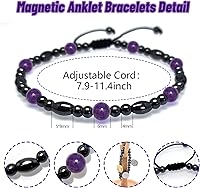 Vista 8 de Hion Paquete de 2 tobilleras de terapia de hematita para mujeres/hombres