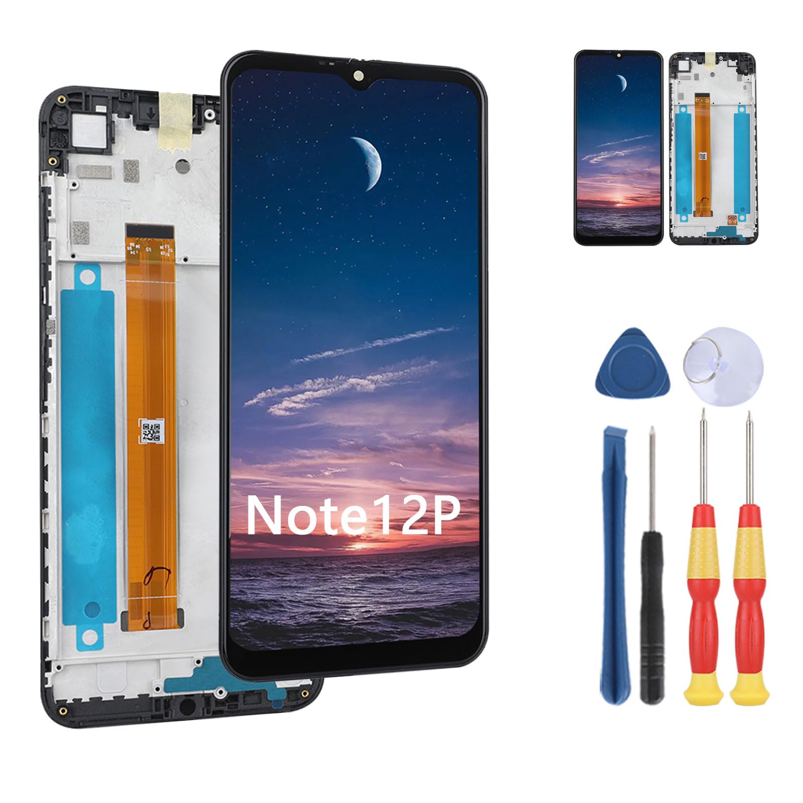 MinTroSD New Display Touch Screen for Ulefone Note 12P LCD Display Replace Parts with Tools.(with Frame)