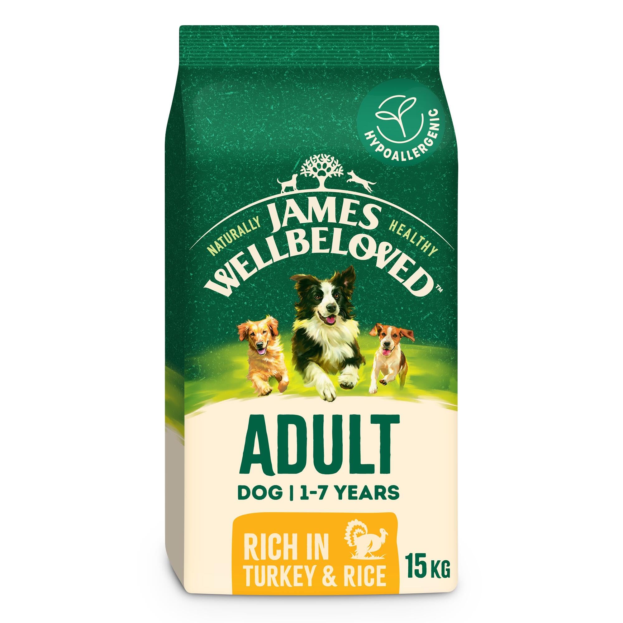 James Wellbeloved Dog Adult Hypoallergenic Dry Food Turkey and Rice 15 kg