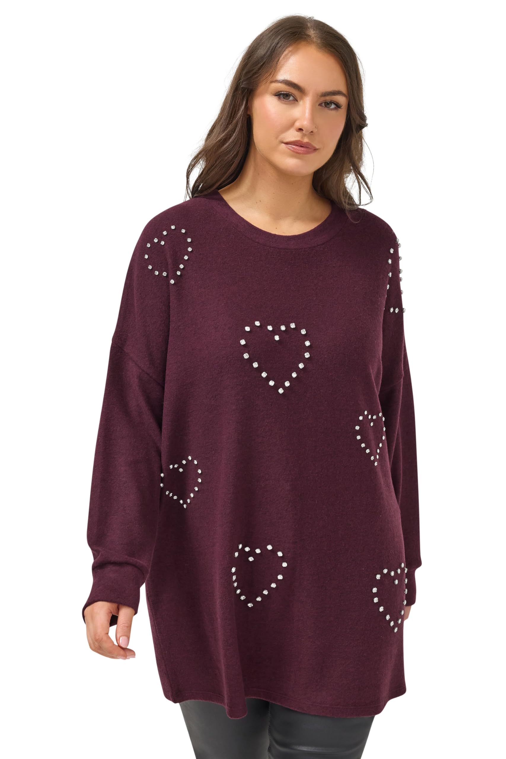 Yours Women's Purple Curve Diamante Soft Touch Jumper - Plus Size Curve