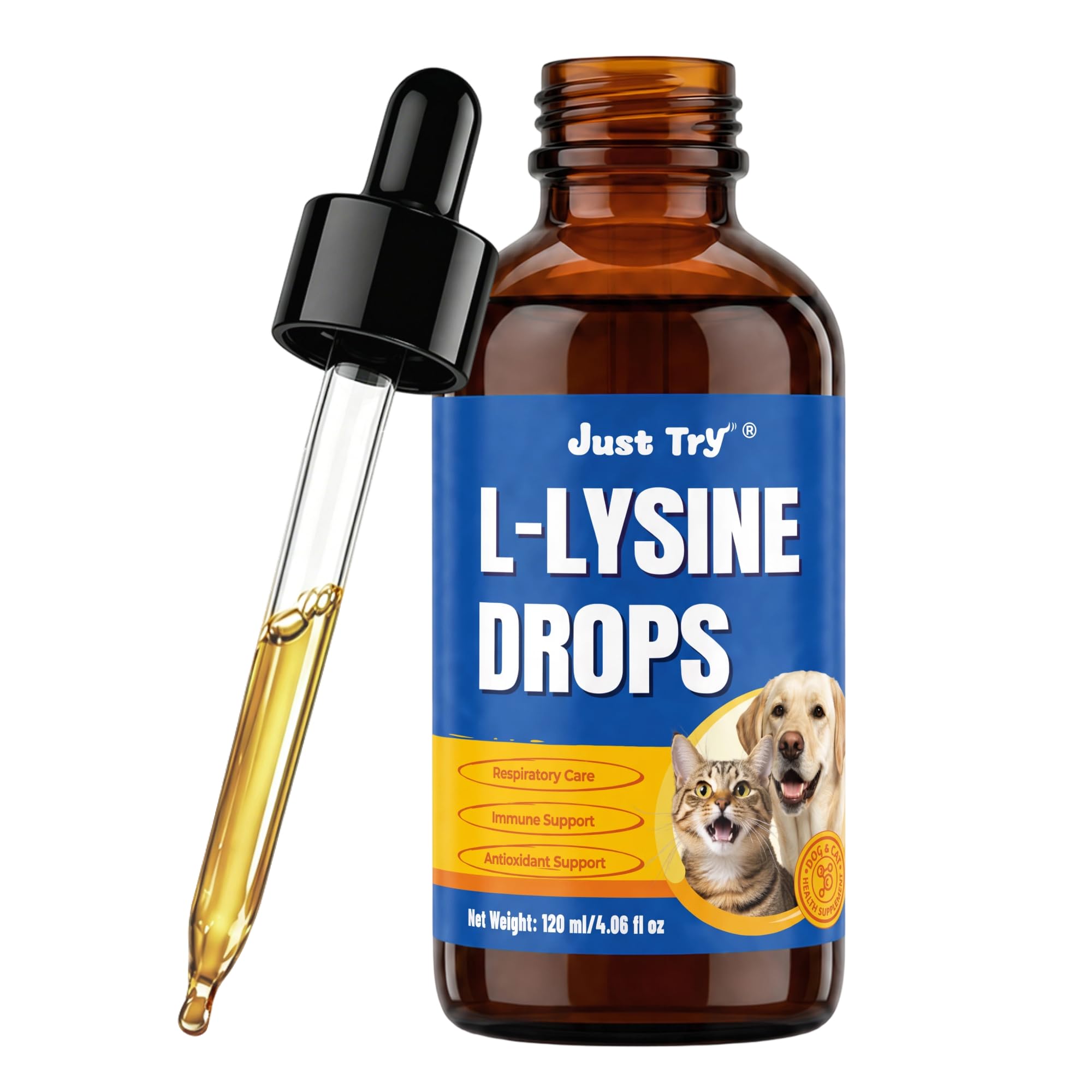 Just Try L-Lysine Drops,l-lysine Supplement,Cats & Dogs,4.06 fl oz