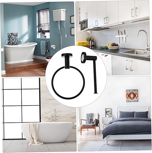 Miniatura 6 de Juego de estante de almacenamiento de baño multifuncional Toallero de papel Anillo de toalla