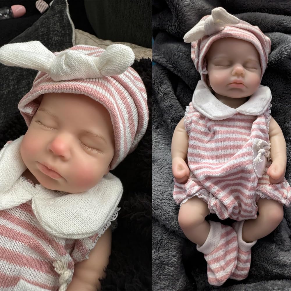 Abenduot 13inch/33CM Can Open Mouth Full Silicone Baby Dolls Handmade Painted Realistic Newborn Silicone Baby Doll Toy - Image 2