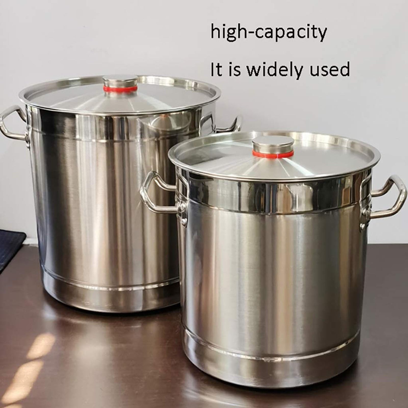 Olla De Acero Inoxidable De 60 L con Tapa: Olla Resistente para Cocinas De Gas E Inducción, De Grado Comercial 304, Ideal para Uso Doméstico Y Profesional.，60L