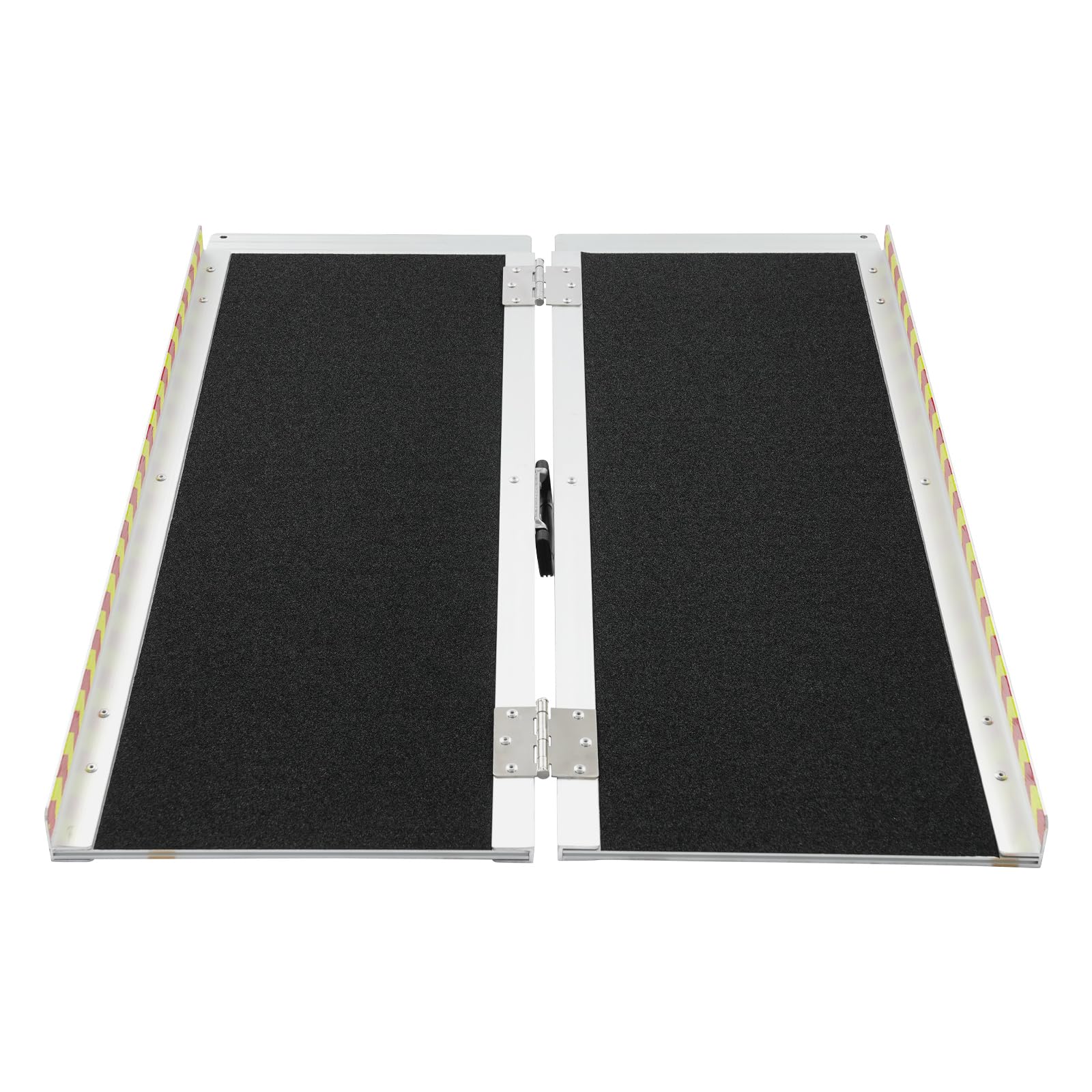 Rampa plegable para silla de ruedas de 72 x 91 cm, de aleación de aluminio, rampa para escalones, portátil de hasta 272 kg, rampa telescópica antideslizante con bandas reflectantes y asa para