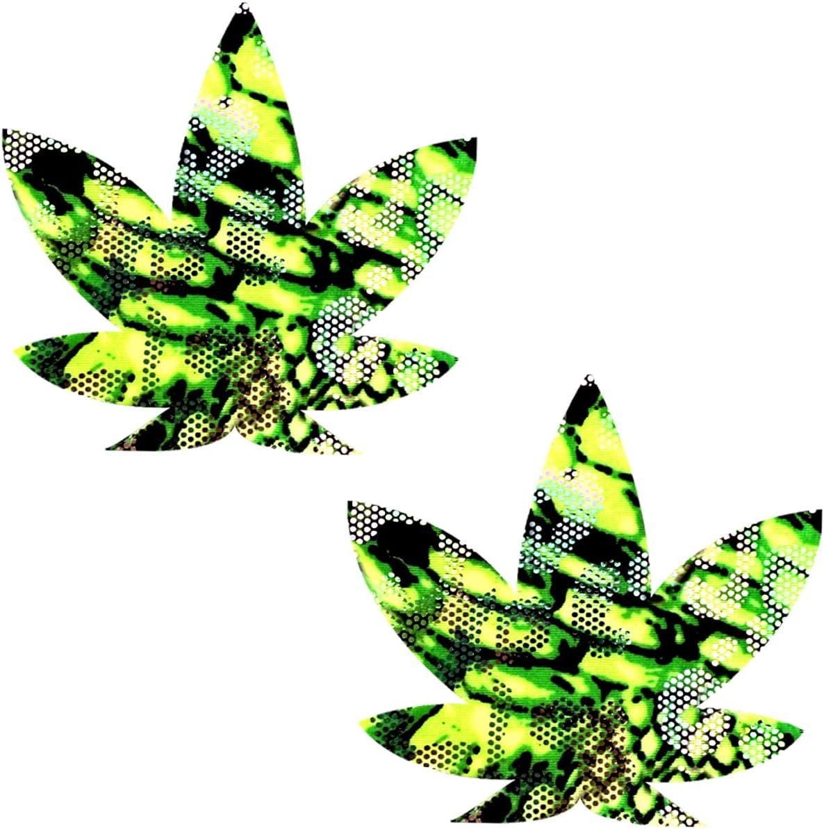 Neva Nude Weed Leaf Nipztix Pasties Nipple Covers - Medical Grade Adhesive, Waterproof and Sweatproof, Made in USA