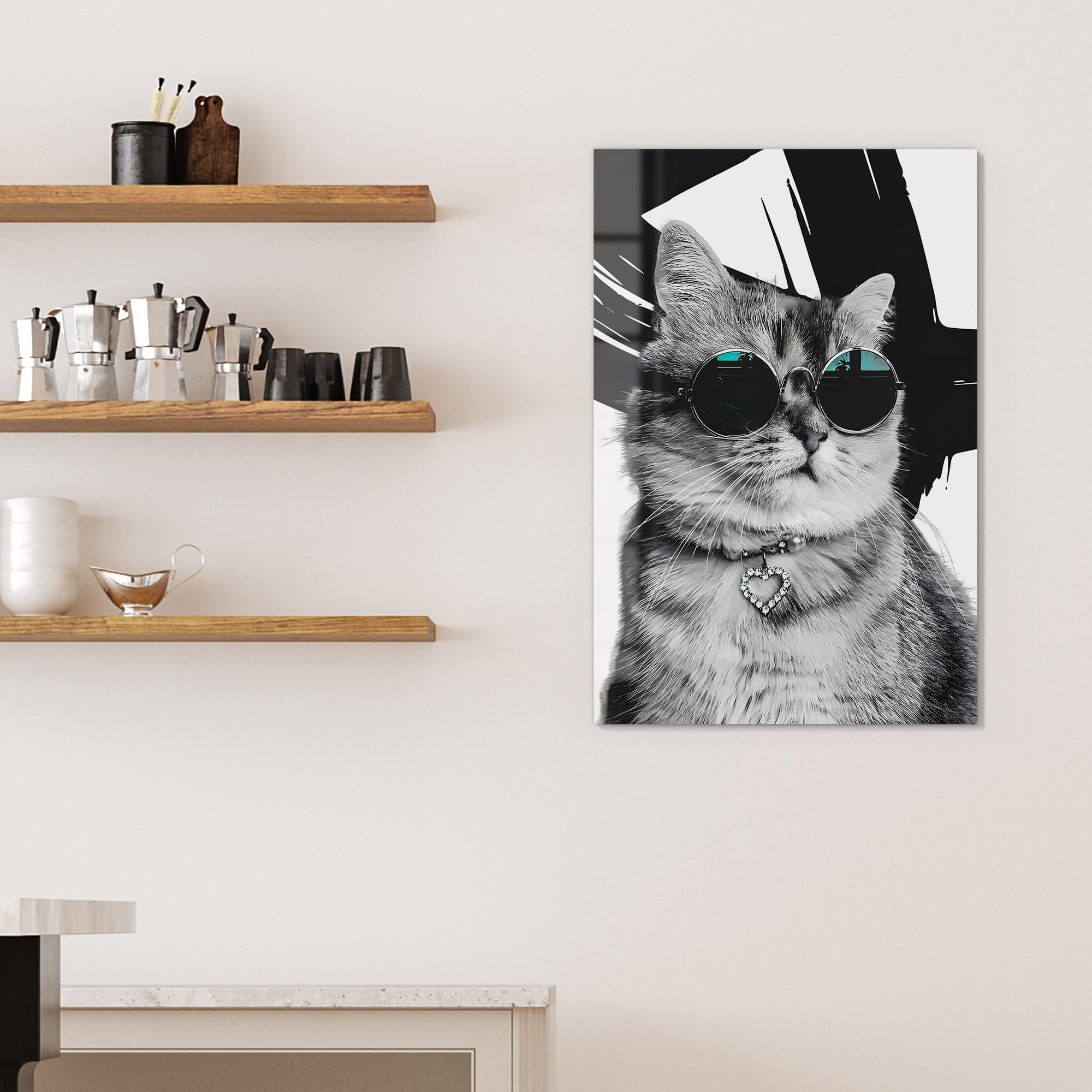 DEQOART Pizarra magnética de cristal, 60 x 90 cm, diseño "Encantador Coolness", pizarra magnética de cristal, incluye imanes, bolígrafo y paño para cocina y oficina, pizarra magnética y se puede