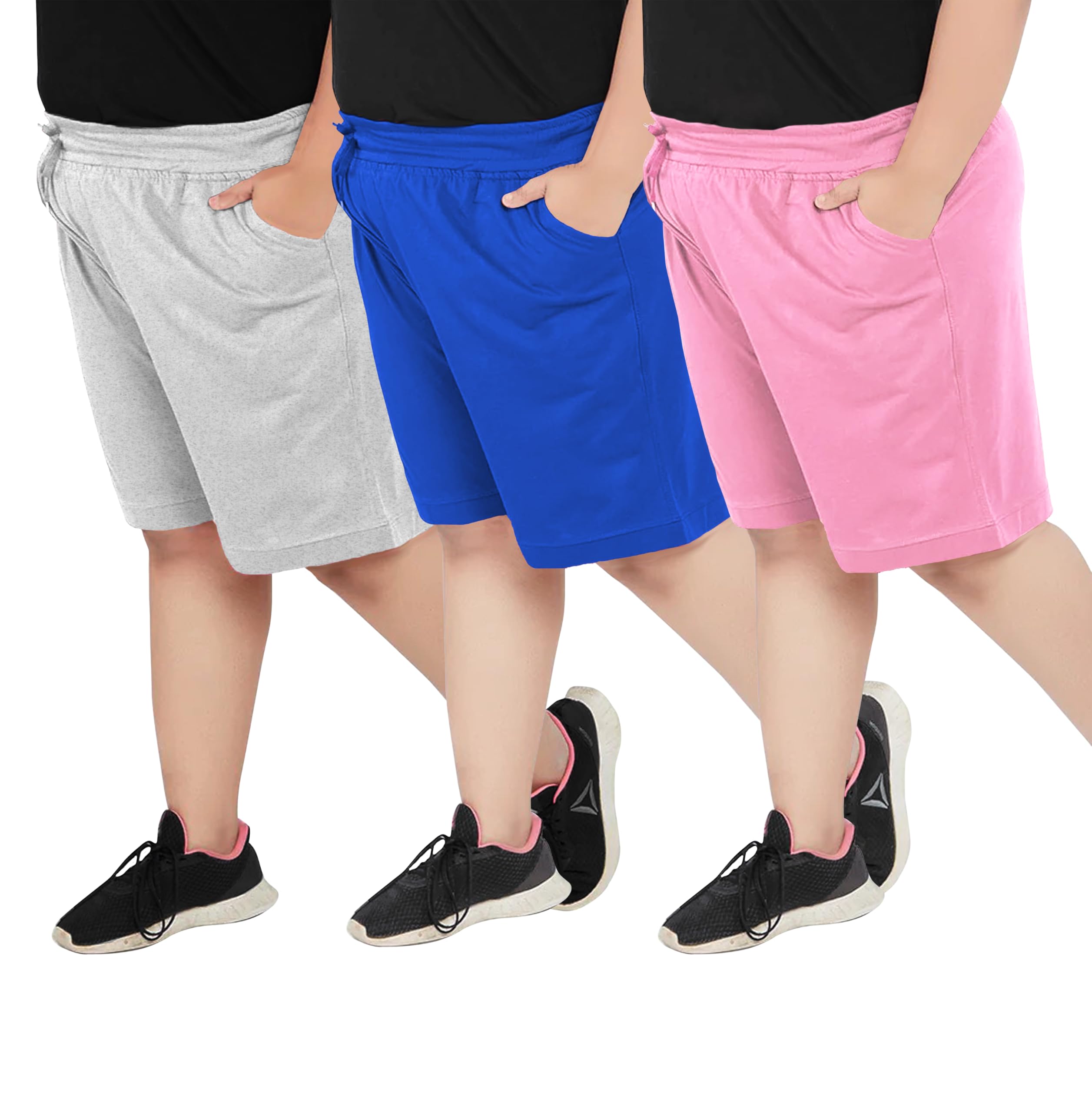 elite soul Elite soulWomen's Summer Shorts? Casual Cotton Shorts for Women, Athletic Gym Jogger Shorts with Pockets, Night Wear_XL,2XL,3XL,4XL,5XL (Pack of 3)-picture-10