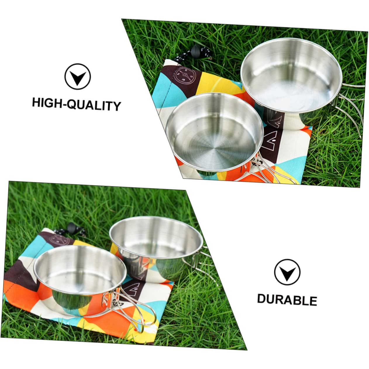 Anneome Camping Bowls Collapsible 304 Stainless Steel Mini Bowls Lids Compact Portable Outdoor Picnic Tableware Durable and Easy to Carry