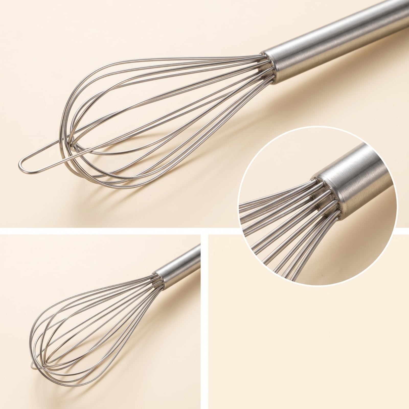 Baoblaze de Acero Inoxidable Manual Varilla de Cocina de Huevos Mango Recto y Eje Estrecho para Manejo Cómodo Emulsiona Salsas y Monta Claras Adecuado para, 40 Pulgadas