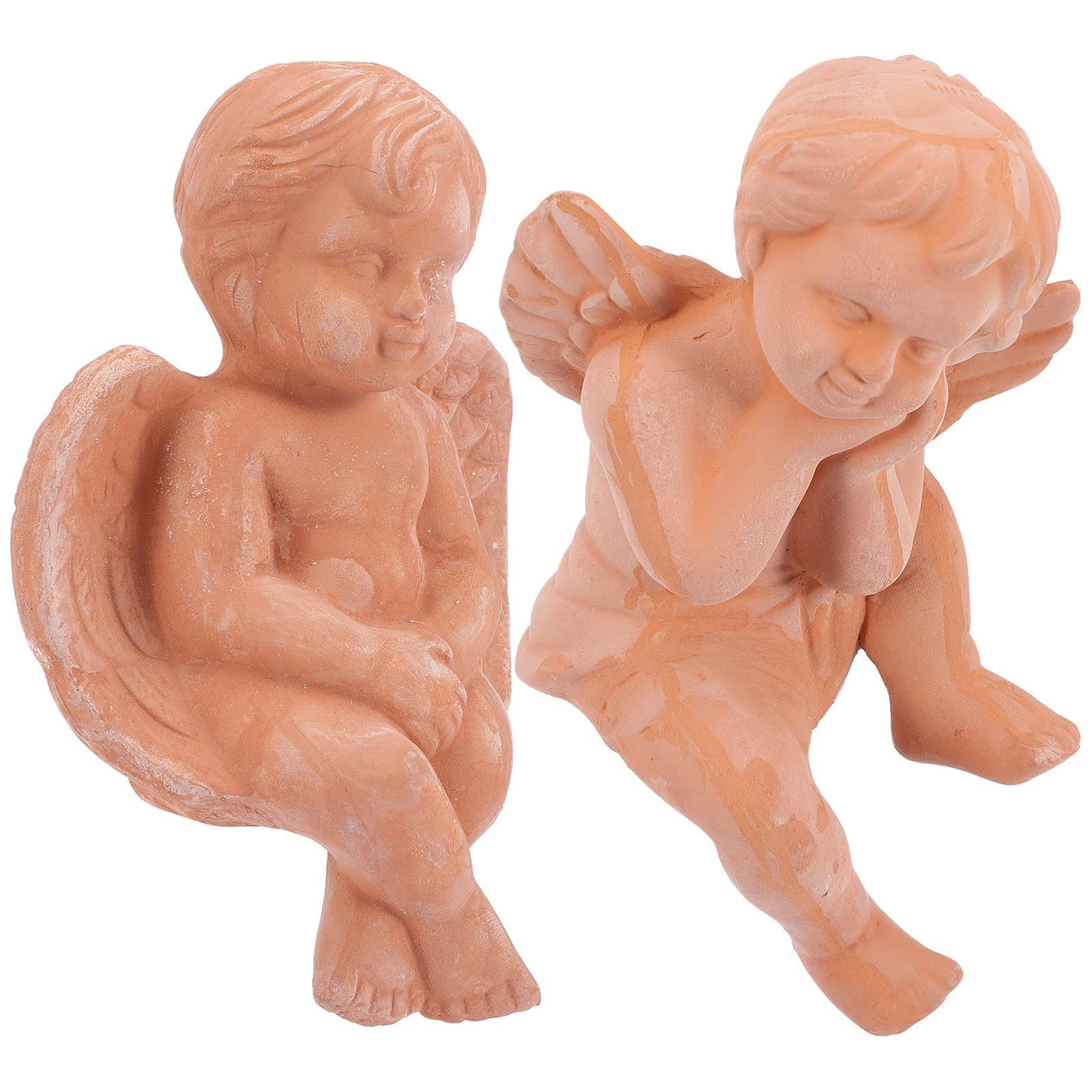 Statue di Angeli in Ceramica 2 Pezzi, Decorazioni per Vaso di Fiori, Ornamenti la Casa a Forma di Angelo, Statuine Compatte per Giardino, Ufficio e Camera da Letto