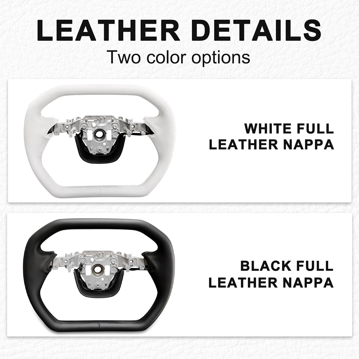 Floating Steering Wheel for Tesla Model Y Juniper 2026+ Cyber Design, Personalized Yoke Steering Wheels Nappa Leather with Heating Function (White Nappa Leather)