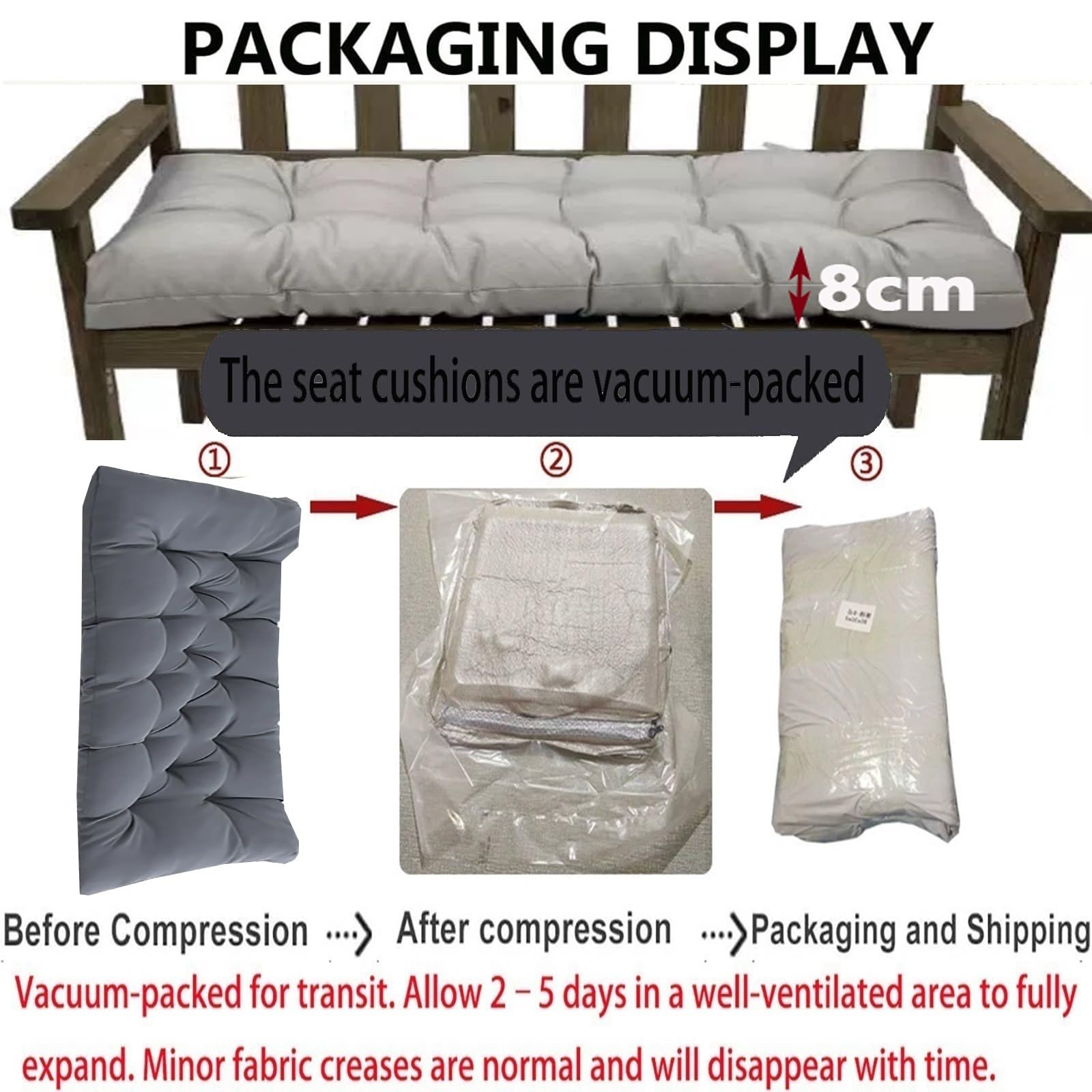 Cuscino Panca Esterno Impermeabile，per Giardino Terrazza Balcone Altalena(Grigio scuro,150x50 cm)
