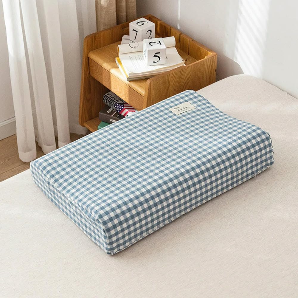 Dirkes 10 Cotton Latex Pillow Case Cover Soft Solid Color Plaid Sleeping Pillowcase For Memory Foam Pillow Latex Pillow Case 30X50/40X60cm