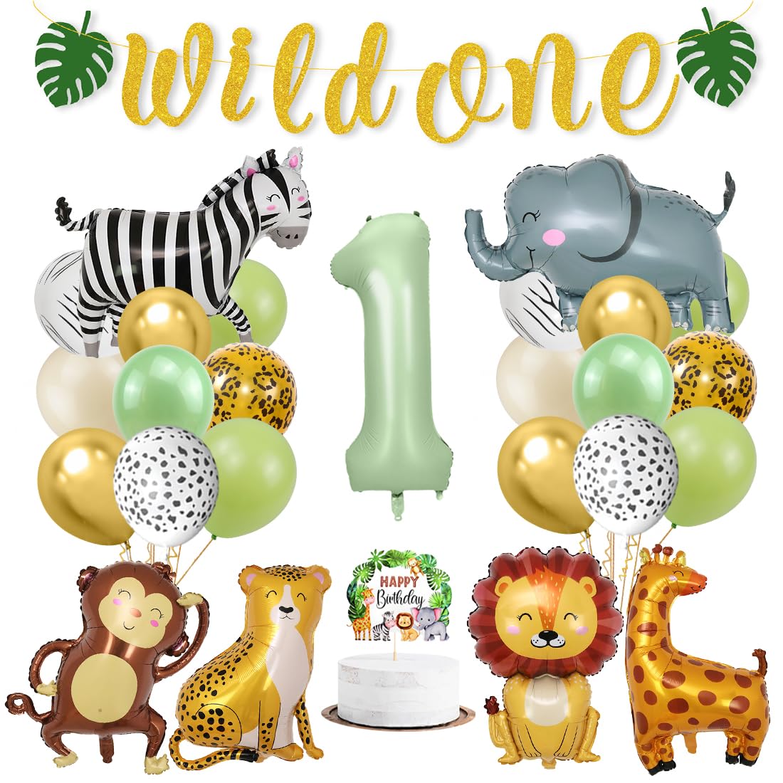 Set Decorazione Compleanno Safari Foresta – Palloncini Animali Per Primo Anno O Festa Giungla - 2