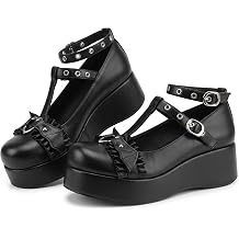 Mary Jane Shoes Women Platform Pumps Ankle Strap Goth Dress Shoes