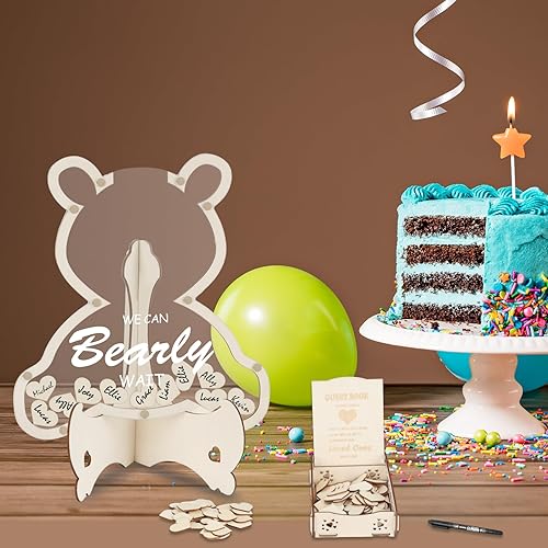 Miniatura 8 de Alternativas para libros de invitados de Bear Baby Shower, We Can Bearly Wait, decoración de baby shower, mesa de recepción de fiesta de oso,
