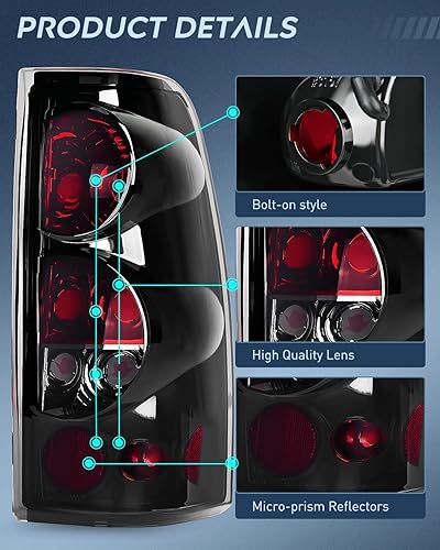 Miniatura 7 de Nilight Conjunto de luz trasera compatible con Chevy Silverado 1999 2000 2001 2002 2003 2004 2005 2006 2007 Chevy Silverado 1500 2500 3500 99-02 GMC