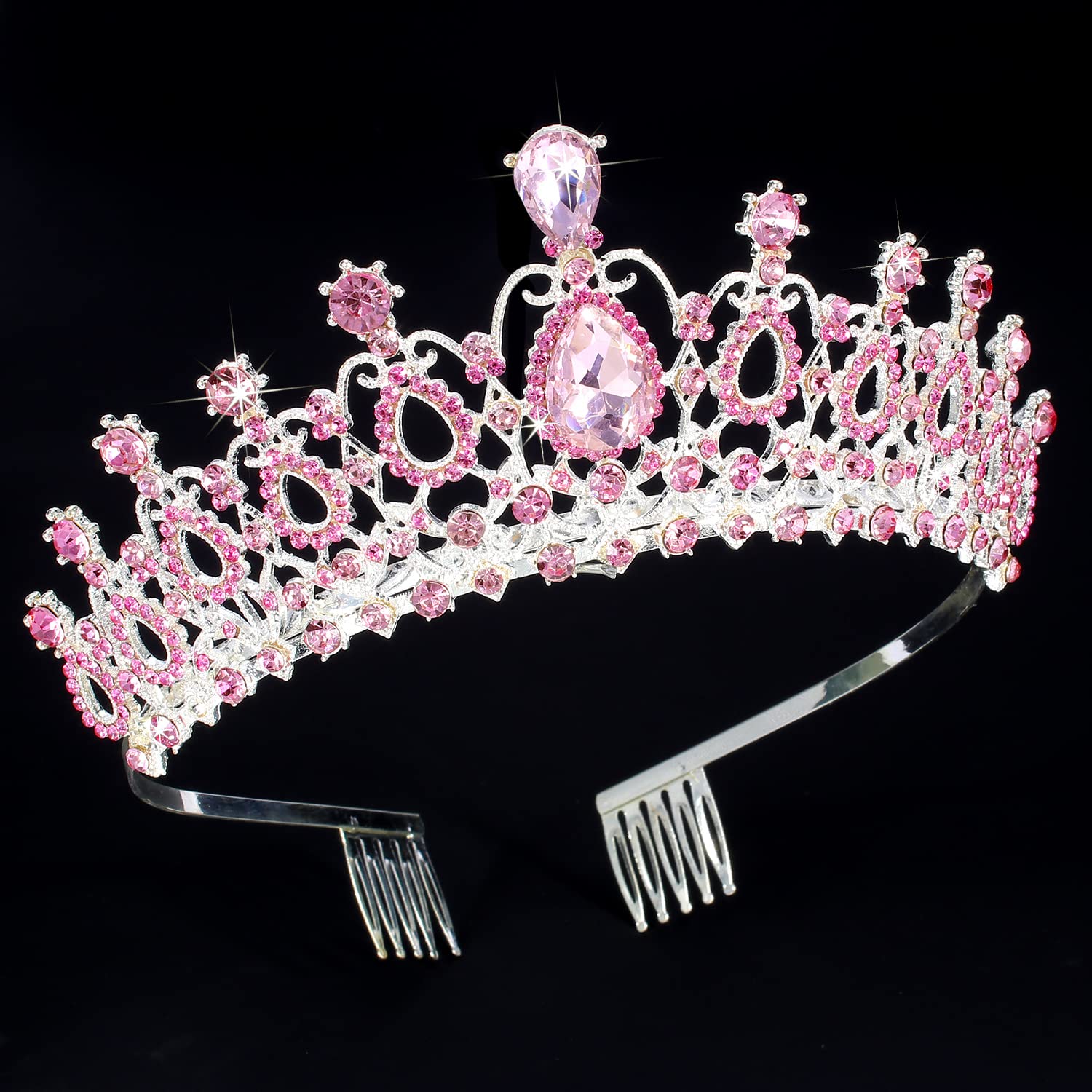 COCIDEPink Tiara and Crown for Women Crystal Rhinestone Birthday Headband Princess Tiaras for Girls Hair Accessories Jewelry for Bridal Wedding Prom Birthday Christmas Xmas Halloween Party