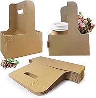 UrbanRoots 50 Pack Coffee Drink Carriers with Handle - Assemblable 2/4 Cup Holders, Spill-Proof Disposable for Delivery & Takeout