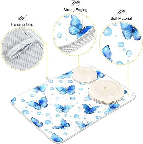 Vista 88 de Nautical Ocean Sea Turtle Dish Drying Mat for Kitchen Counter 18x24 in Starfish Retro Map Microfiber Drying Mats Absorbent Reversible Dish Pad Large