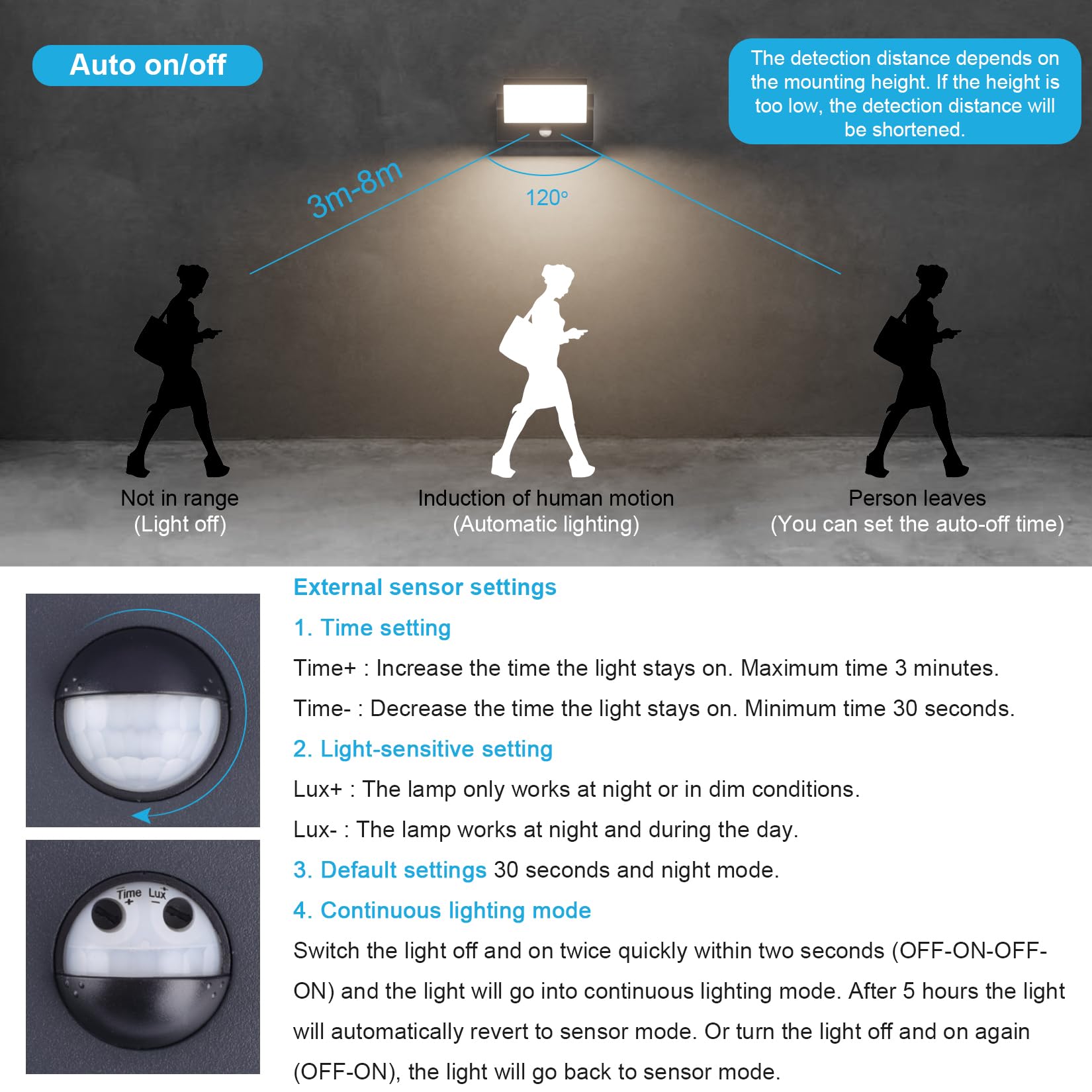 Klighten 2 Pcs Outdoor Wall Light 24W with Motion Sensor Waterproof IP65, Modern Aluminum Outside Lights with Sensor - Image 2