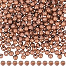 1 Box 4MM 600PCS Antique Copper Round Spacer Beads with Hole Brass Smooth Ball End Seed Tiny Metal Beading Loose Spacer Bead Bulk for Jewellery Making Bracelet Necklace Findings Accessories