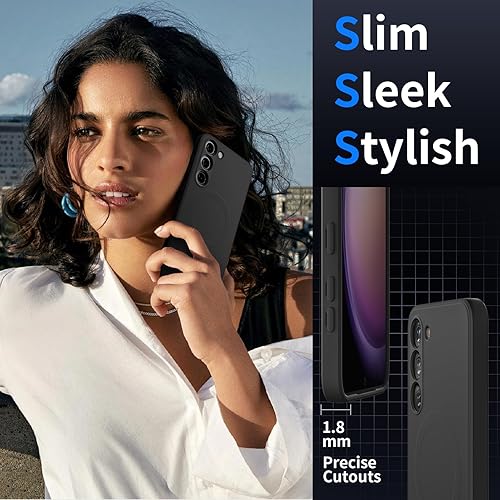 Miniatura 6 de Funda magnética para Samsung Galaxy S22 Ultra, prueba de caídas de grado militar Funda de silicona delgada antiarañazos para Galaxy S22 Ultra Negro