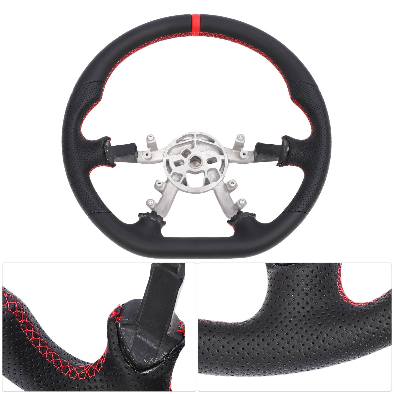 Volante da in Pelle Traforata con Prestazioni Migliorate per 1997-2004, Cuciture Rosse e Design a D con Fondo Piatto per gli Appassionati di Auto