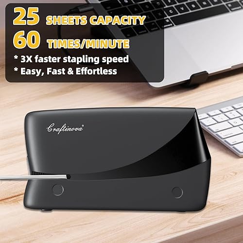 Miniatura 6 de Engrapadora eléctrica, engrapadora automática de 25 hojas, incluye 2000 grapas y 1 removedor de grapas, sin atascos, profesional y oficina en casa,