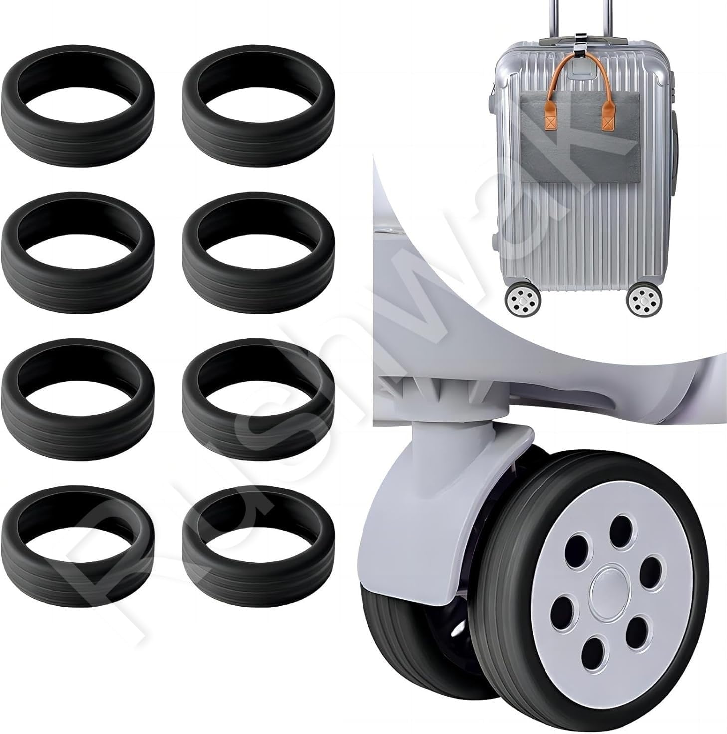 Luggage Wheel Silicone Protector Cover 8PCS Trolley Wheel Cover Silicone Shock Absorption Wheel Cover for Trolley Bag Suitcase Wheel Cover Silicone for Most 8 Spinner Wheel Bag/Chair (Black)