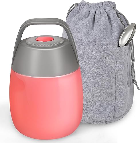 Thermo for Hot Food - Contenedor de alimentos aislado de acero inoxidable para niños y adultos, recipiente de alimentos aislado al vacío de acero