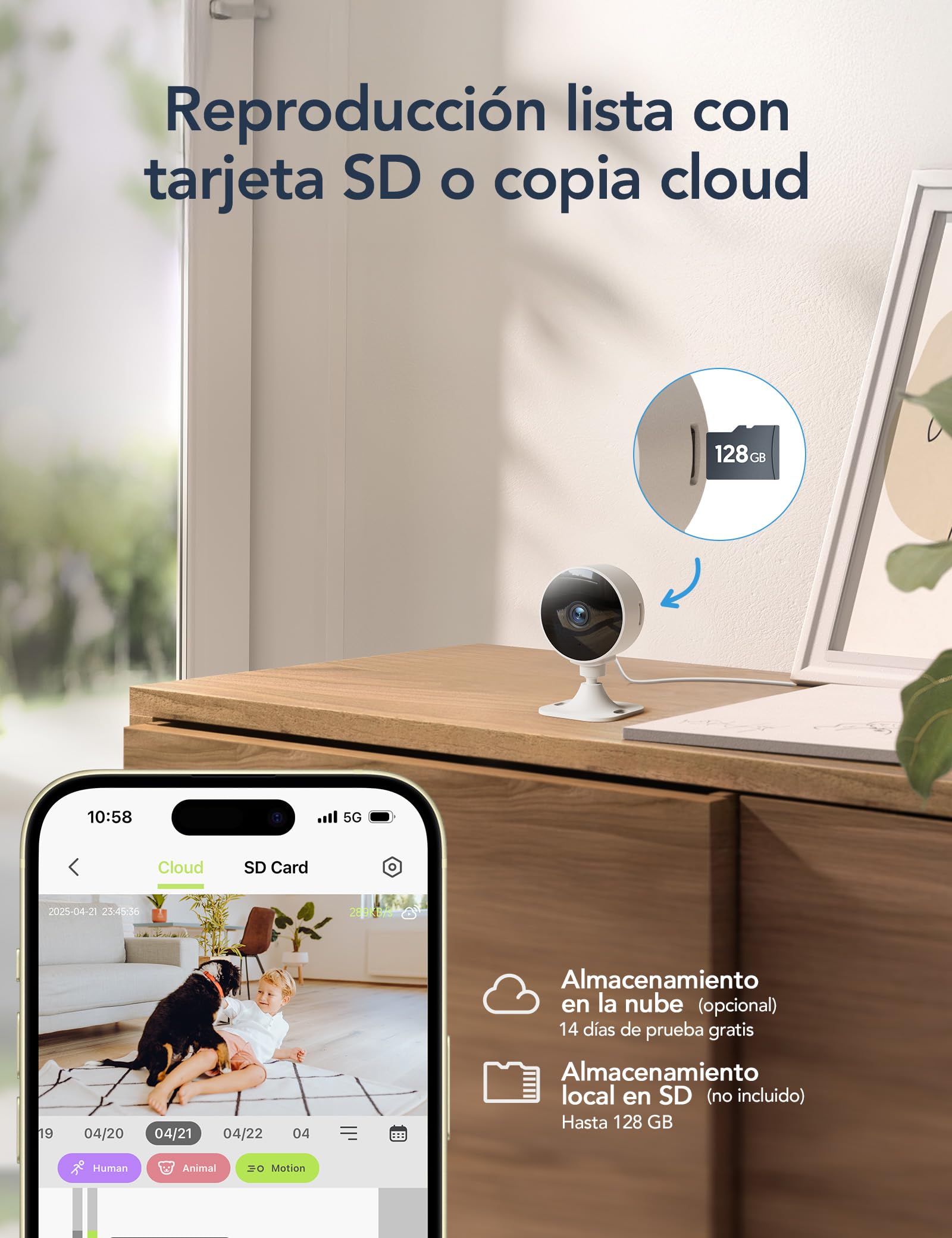 GNCC GC3 Pack 4 Camaras Vigilancia Domicilio WiFi 1080P, Fijas, Monitor Bebés/Mascotas, Fácil Instalación, Detección de Movimiento, Nube y Almacenamiento SD, Se Requiere Suscripción, 2.4GHz, Plug-in