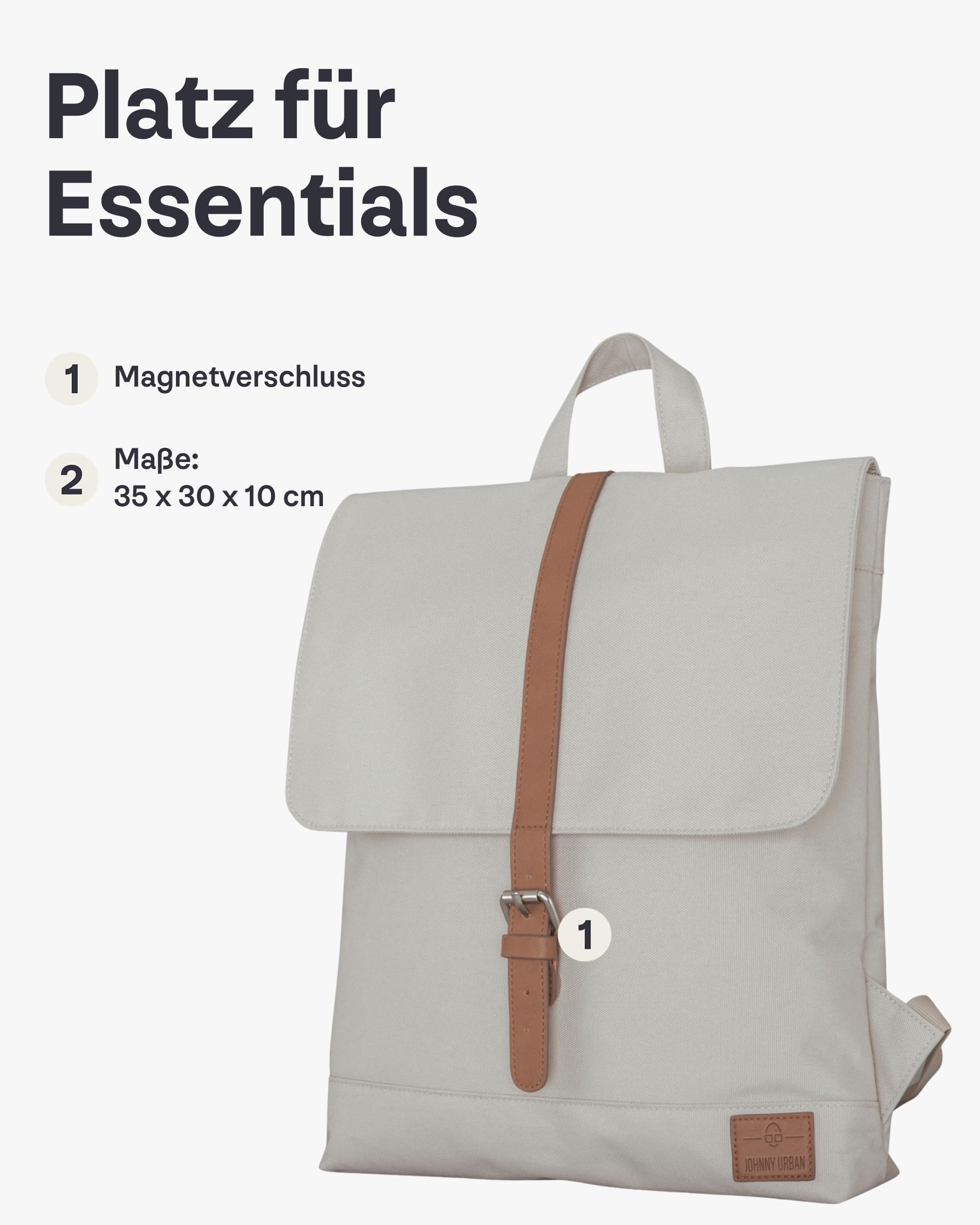 Johnny Urban Rucksack Damen - Mia - Schlanke Tasche mit Laptopfach - Aus Recyceltem PET - 7L - Wasserabweisend - Sand