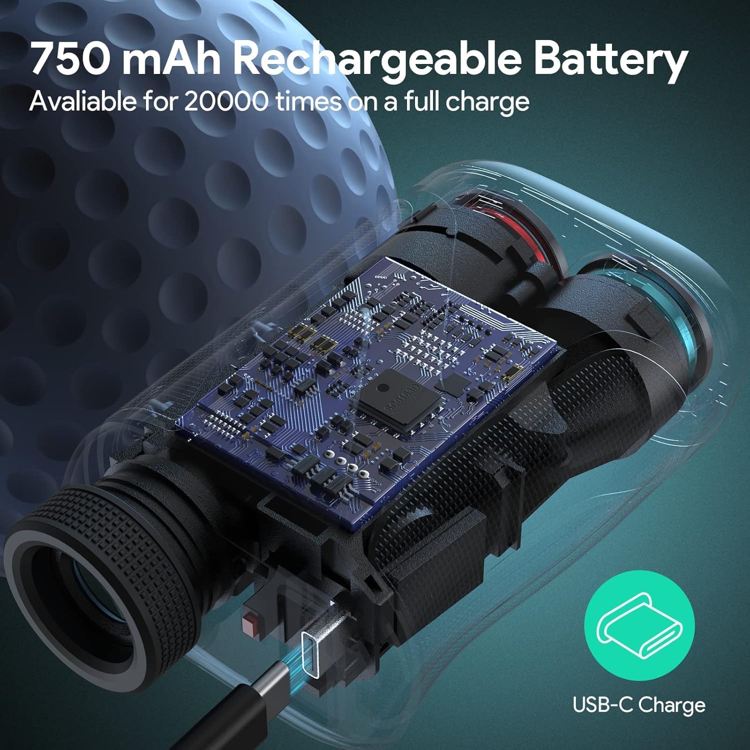 THGOLF - Telémetro de golf con pendiente, 1000 yardas USB C recargable, con adquisición de banderas, vibración de pulso y sistema de enfoque rápido, aumento 6X, precisión de ± 1 yarda (gris)