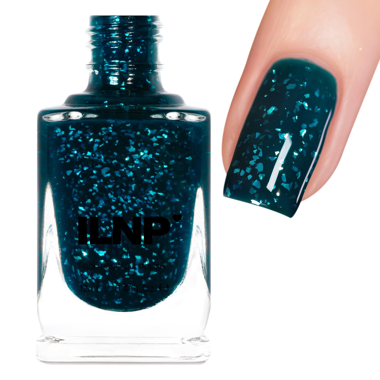 ILNP Take A Bow - Deep Teal-Based Iridescent Flakie Shimmer Nail Polish