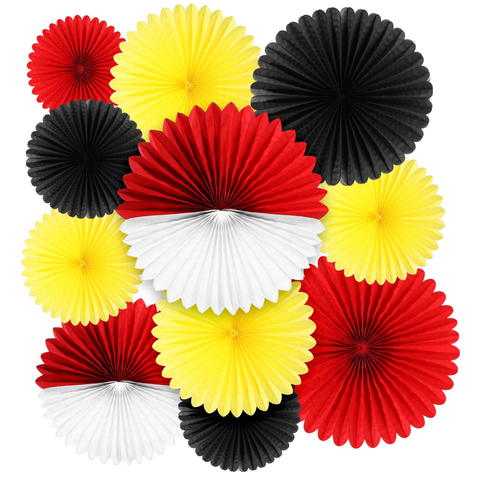 Feifeiya 12 Pcs Paper Fans Cartoon Hanging Honeycomb Round Decoration Set