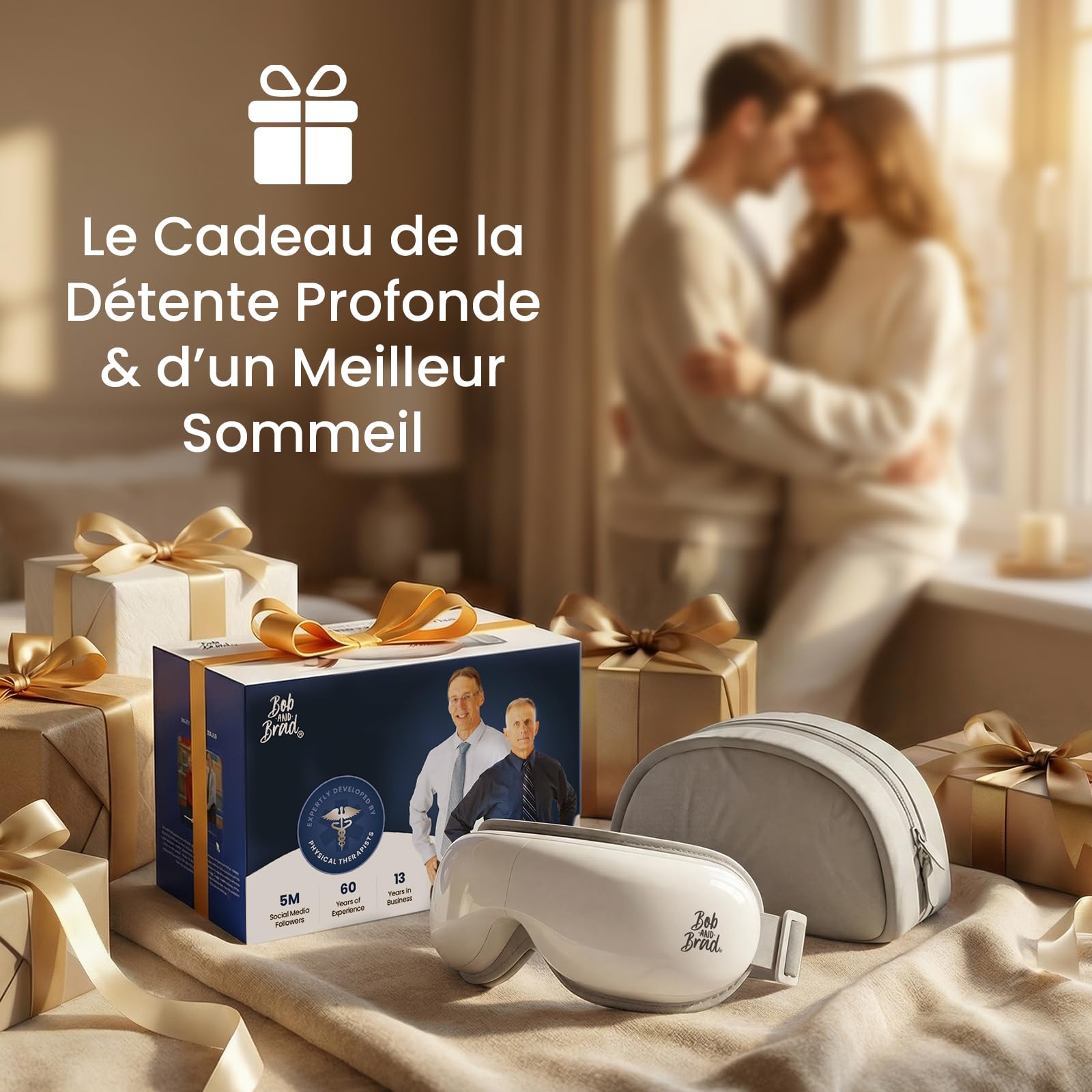 Bob and Brad Masque Massage Yeux, EyeOasis 3 Masseur Oculaire Chauffant avec Musique, Masque Gel Rafraîchissant, Migraine et Yeux Fatigués, Cadeau Fête des Pères Anniversaire Homme Femme
