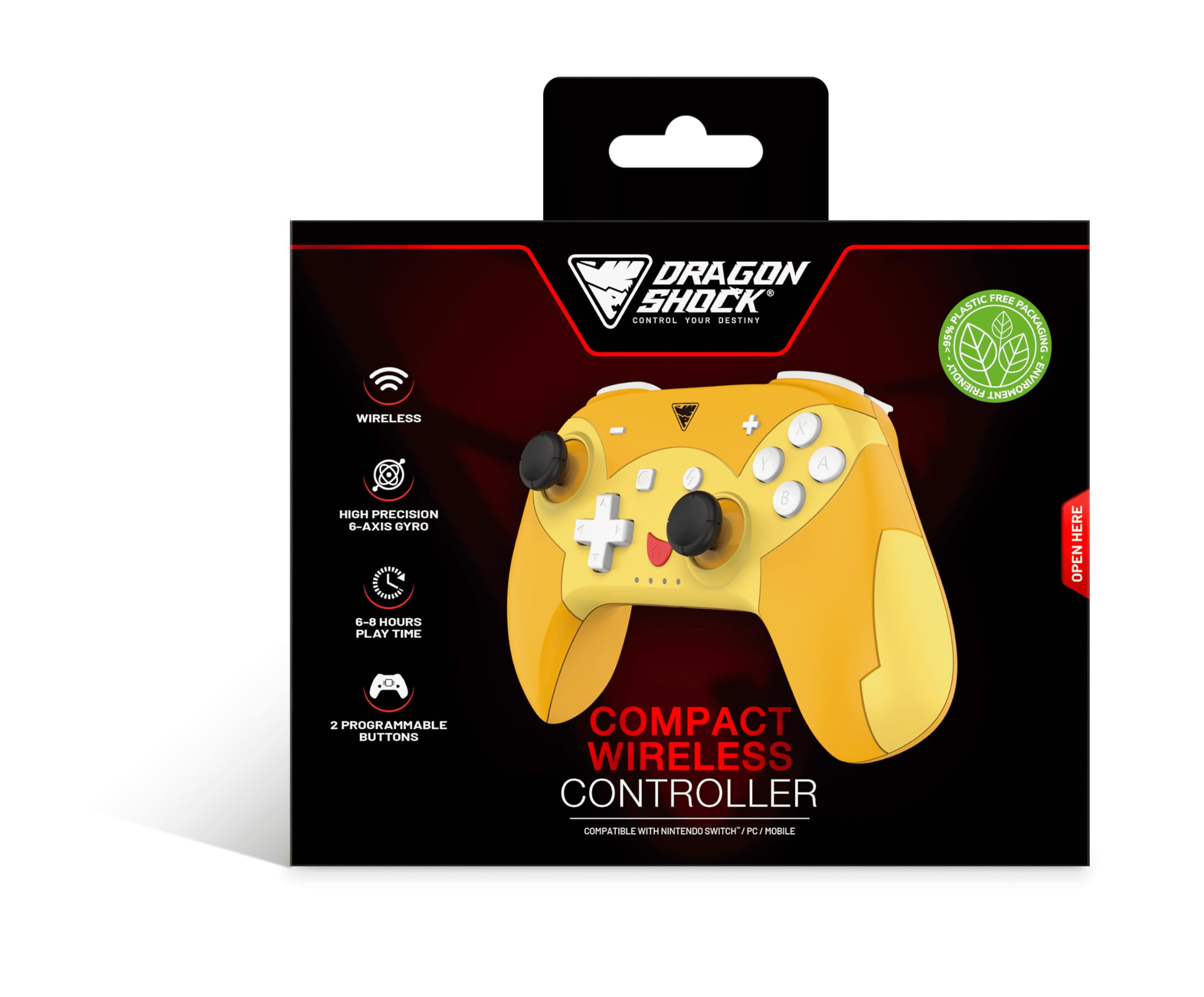 POPTOP COMPACT BT Manette Compacte sans Fil Bluetooth Pika Compatible Nintendo Switch, Switch Lite, Switch OLED