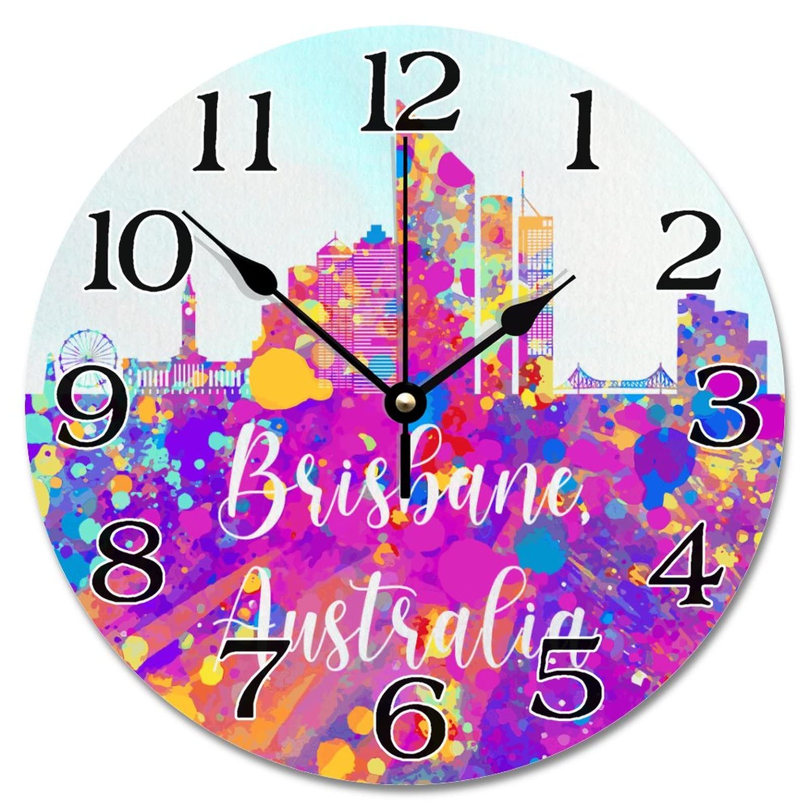 Horloge murale silencieuse à piles Brisbane en bois de 30,5 cm