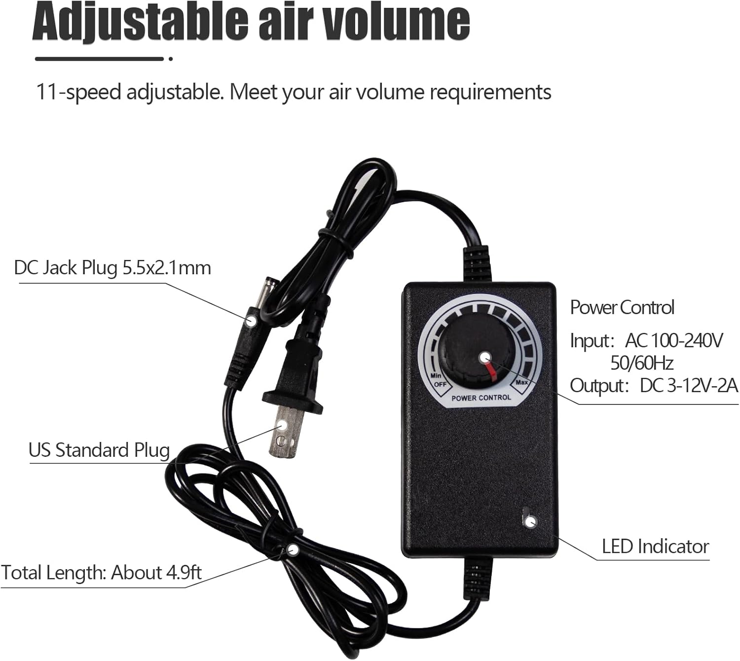 2 inch Inline Booster Duct Fan 6W with Variable Speed Controller Ventilation Cooling Exhaust Fan Low Noise Energy Efficient Blower Can Fan for 3D Printer Bathroom Kitchen