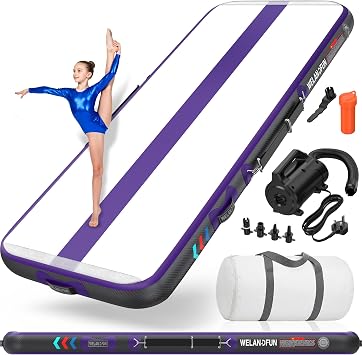 Air Training Mats 10ft/13ft/16ft/20ft Inflatable Gymnastics Tumbling Mat 4/6/8 inchs Thickness Mats for Home Use/Gym/Yoga/Training/Cheerleading/Outdoor/Beach/Park wih Electric Air Pump