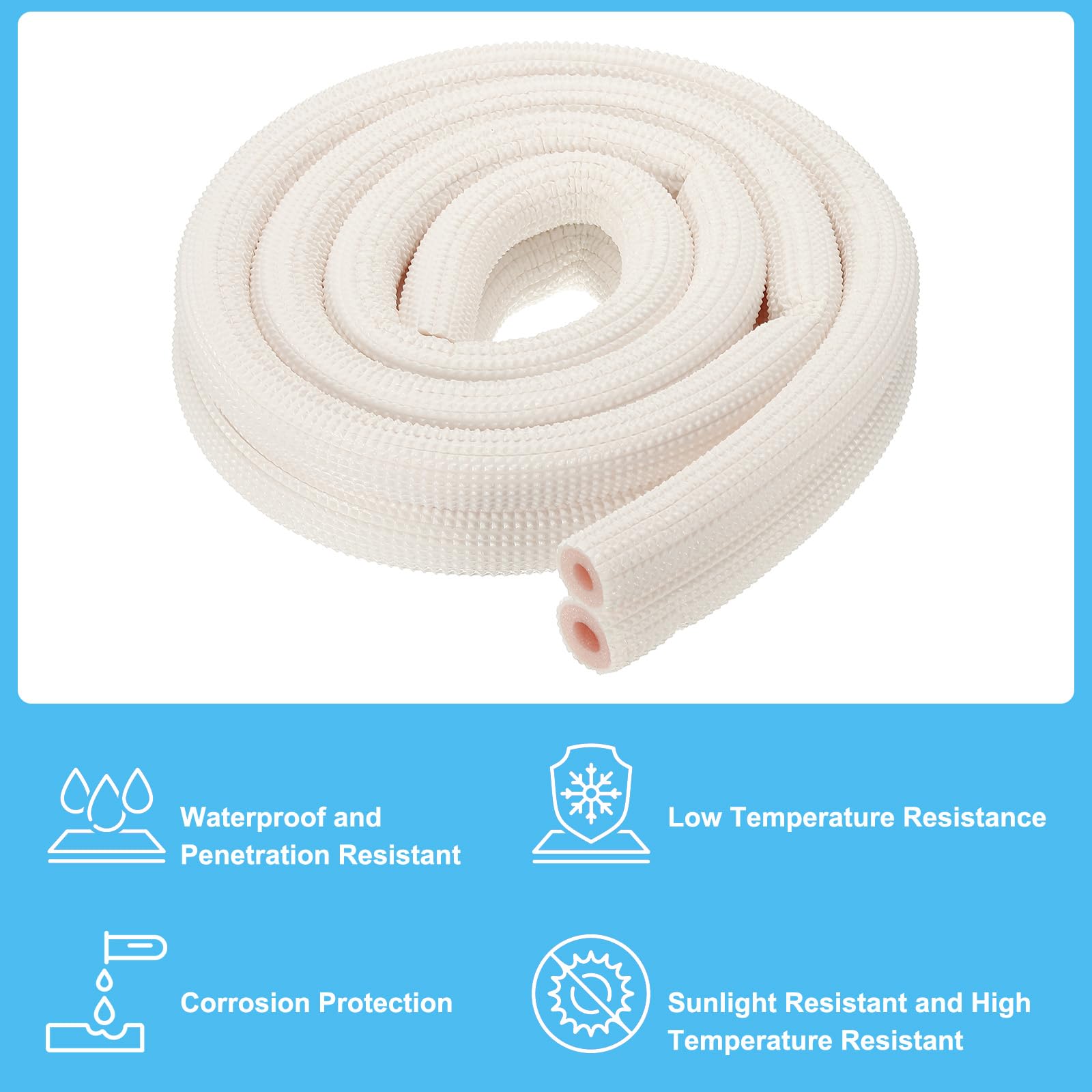 PATIKIL Tubo de Espuma Aislante para Tuberías, Aislamiento Térmico para Tuberías de Cobre de 1/4" y 3/8" Od, 2M de Longitud, Blanco/Rosa