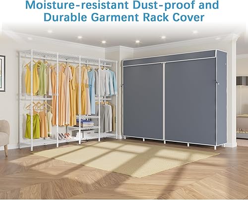 Vista 26 de VIPEK V40C - Perchero de ropa cubierto resistente con cubierta, armario independiente personalizado, armarios portátiles para dormitorio, armario