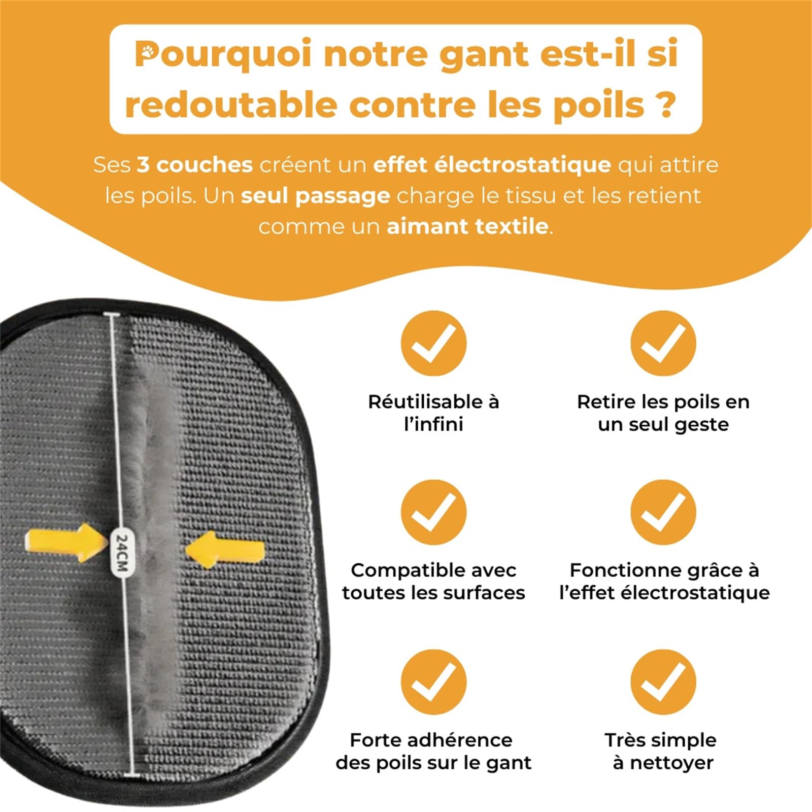 Pawlet Gant Anti-Poils Réutilisable & Écologique Double Face pour toilettage des Animaux, Gants de toilettage pour Nettoyer, peigner et coiffer Les Animaux