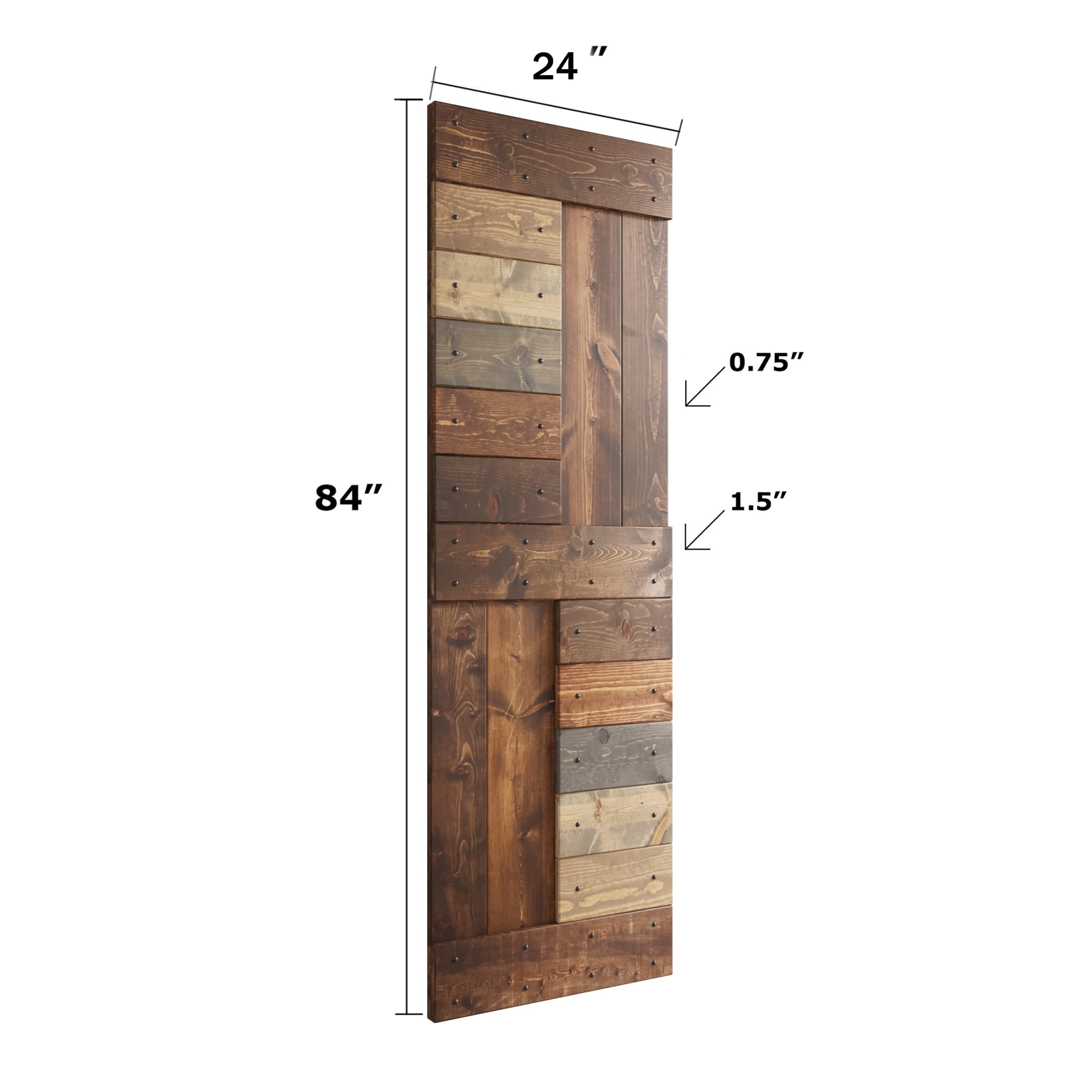 48in/60in/72in/84in x 84 in S-Series Finish Knotty Pine Wood Sliding Barn Door with Hardware Kit (48 in x 84 in, Multi Color)