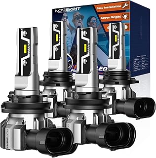 NOVSIGHT Bombillas LED H11 9005 – 500 % más brillantes 6500 K blanco frío, luz sin ventilador, diseño 1:1, instalación Plug and Play, lámparas antiniebla automotrices H8 HB3, paquete de 4 (2 años)