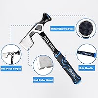 Vista 2 de REAL STEEL Martillo para paneles de yeso 14 Oz Hacha de techo de una pieza forjada cara fresada Drywall Ax herramienta de tablero de pared 0521
