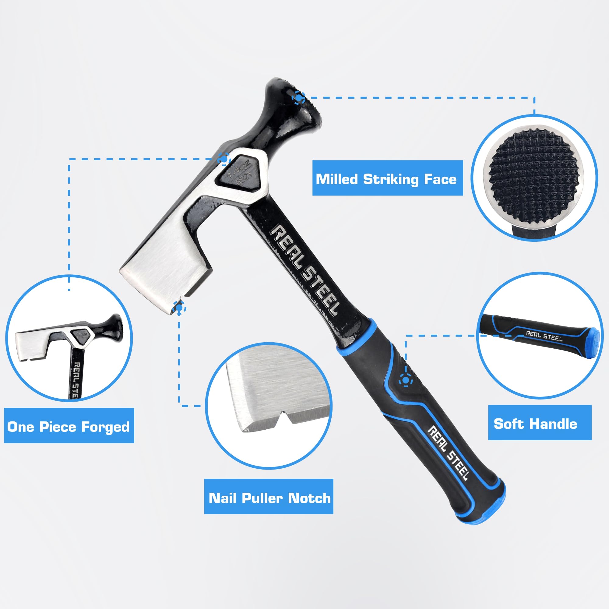 REAL STEEL Drywall Hammer - Roofing Hatchet Tool -2