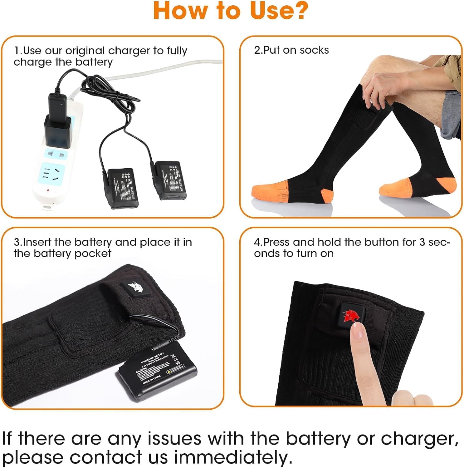 Smilodon Heated Socks Packaging and Accessories